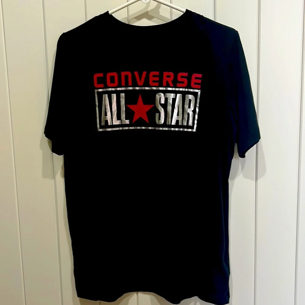 Converse All Star⭐️ Black T-Shirt wMetallic Logo. Boys XL